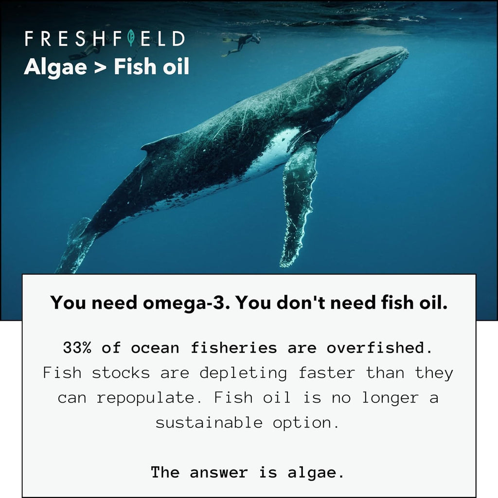 Ocean Saving Omega, Algae Omega 3, DHA Supplement, 4-Month Supply, Sustainably Sourced, Highest Levels of DHA per Capsule (440 mg), w/DPA