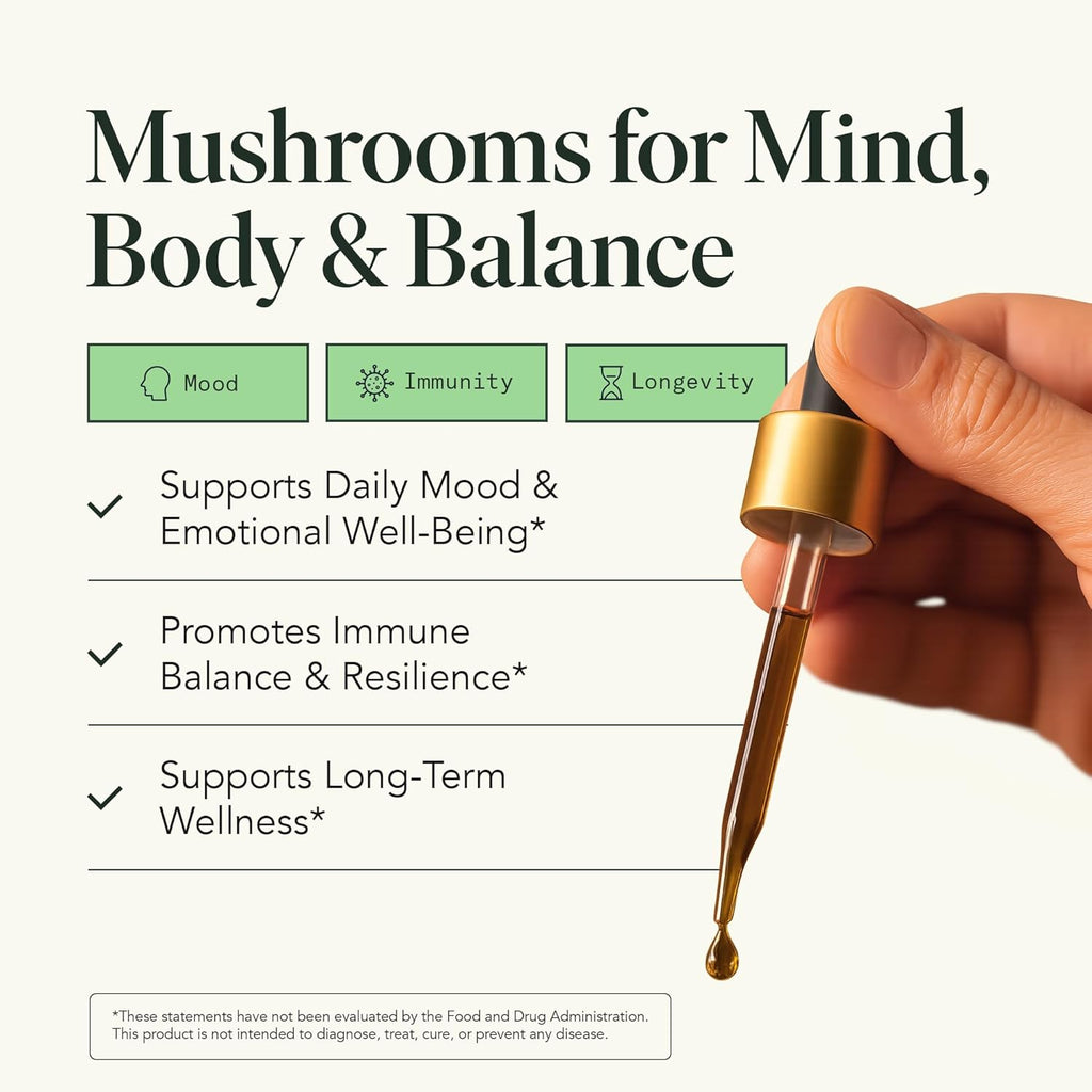 Fantastic Fungi Mushroom Extract - 8-in-1 Organic Complex Mushroom Supplement with Cordyceps, Reishi, Lion’s Mane, Chaga, Turkey Tail, Shiitake, Maitake & Tremella - Adaptogen Liquid Tincture, 1 fl oz