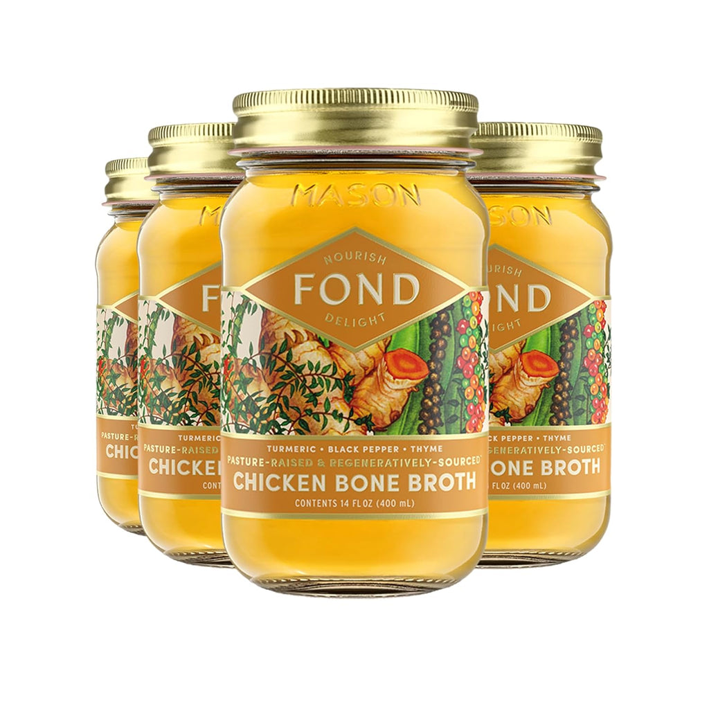 FOND Pasture-Raised Regenerative Chicken Bone Broth infused with Organic Turmeric & Black Pepper