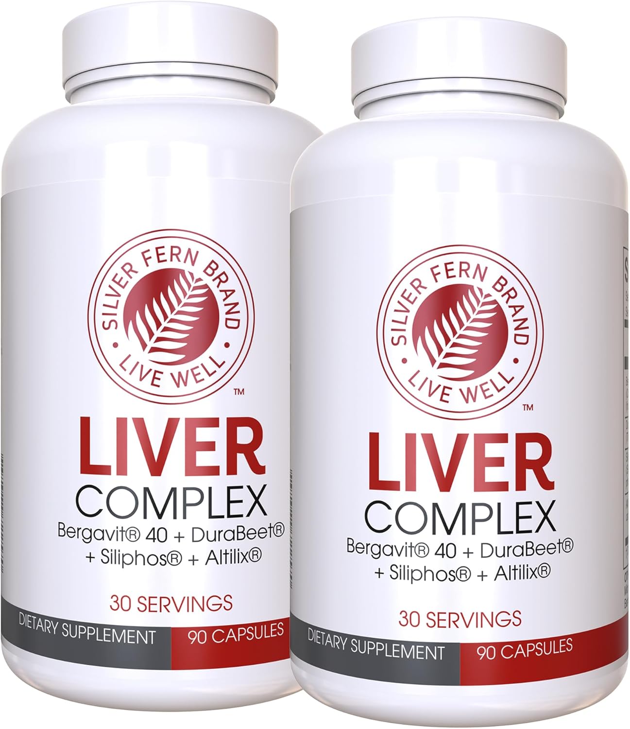 Silver Fern Brand Liver Complex Supplement (2 Pack) – with Milk Thistle, Beet Root, Bergavit®, & Artichoke Extract – Daily Liver Support – 90 Vegetarian Capsules