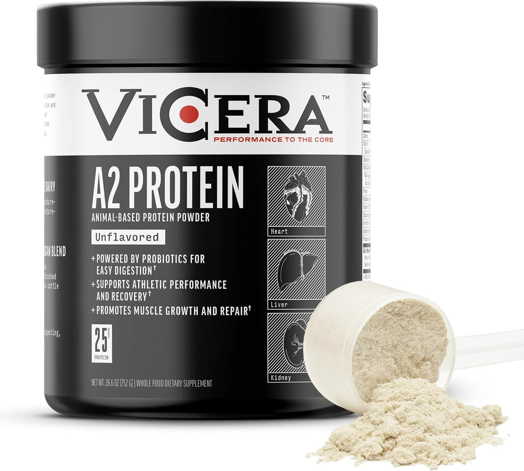 A2 Protein Powder, Unflavored, 25 G Protein per Serving, Organic A2/A2 Whey Casein Blend with Probiotics and Celtic Sea Salt, Gluten Free Workout Supplement, Non GMO, 20 Servings, 27.4 Oz