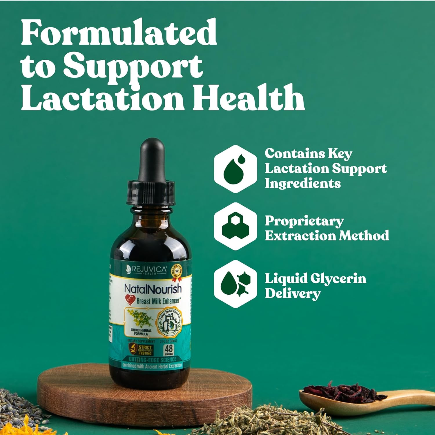 Rejuvica Health NatalNourish - Advanced Lactation Support Supplement - Liquid Delivery for Better Absorption - Fenugreek, Blessed Thistle, Anise, Fennel & More!