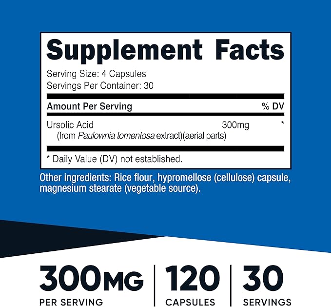 Nutricost Ursolic Acid 300mg, 120 Capsules - Vegetarian, Non GMO, Gluten Free, Soy Free