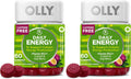 OLLY Daily Energy Gummy, Caffeine Free, Vitamin B12, CoQ10, Goji Berry, Adult Chewable Supplement, Tropical Flavor - 60 Count (Pack of 2)