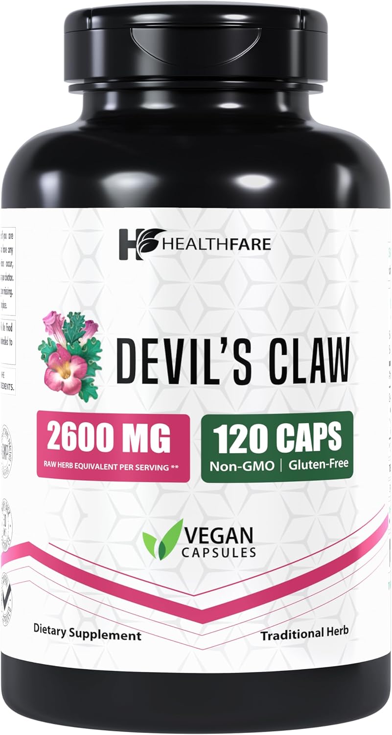 Devil's Claw Herbal Supplement, Extract 2600mg | 120 Veg Capsules | Support Low Back Discomfort | Max Potency Formula | Non-GMO | Gluten-Free