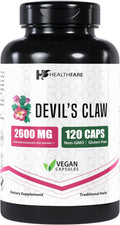 Devil's Claw Herbal Supplement, Extract 2600mg | 120 Veg Capsules | Support Low Back Discomfort | Max Potency Formula | Non-GMO | Gluten-Free