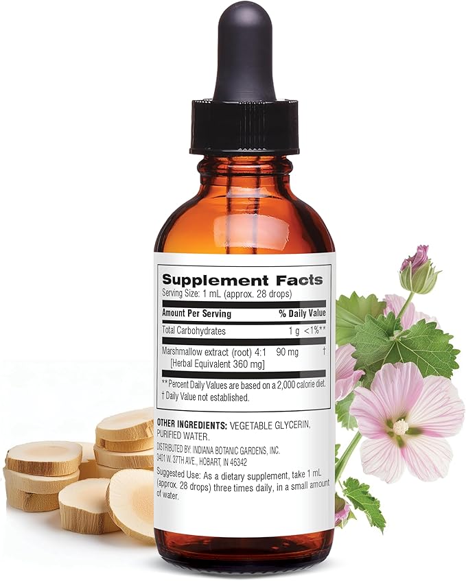 Botanic Choice Marshmallow Root Liquid Extract - Alcohol Free, Gluten Free, Traditional Throat and Respiratory Support 1 fl. oz.