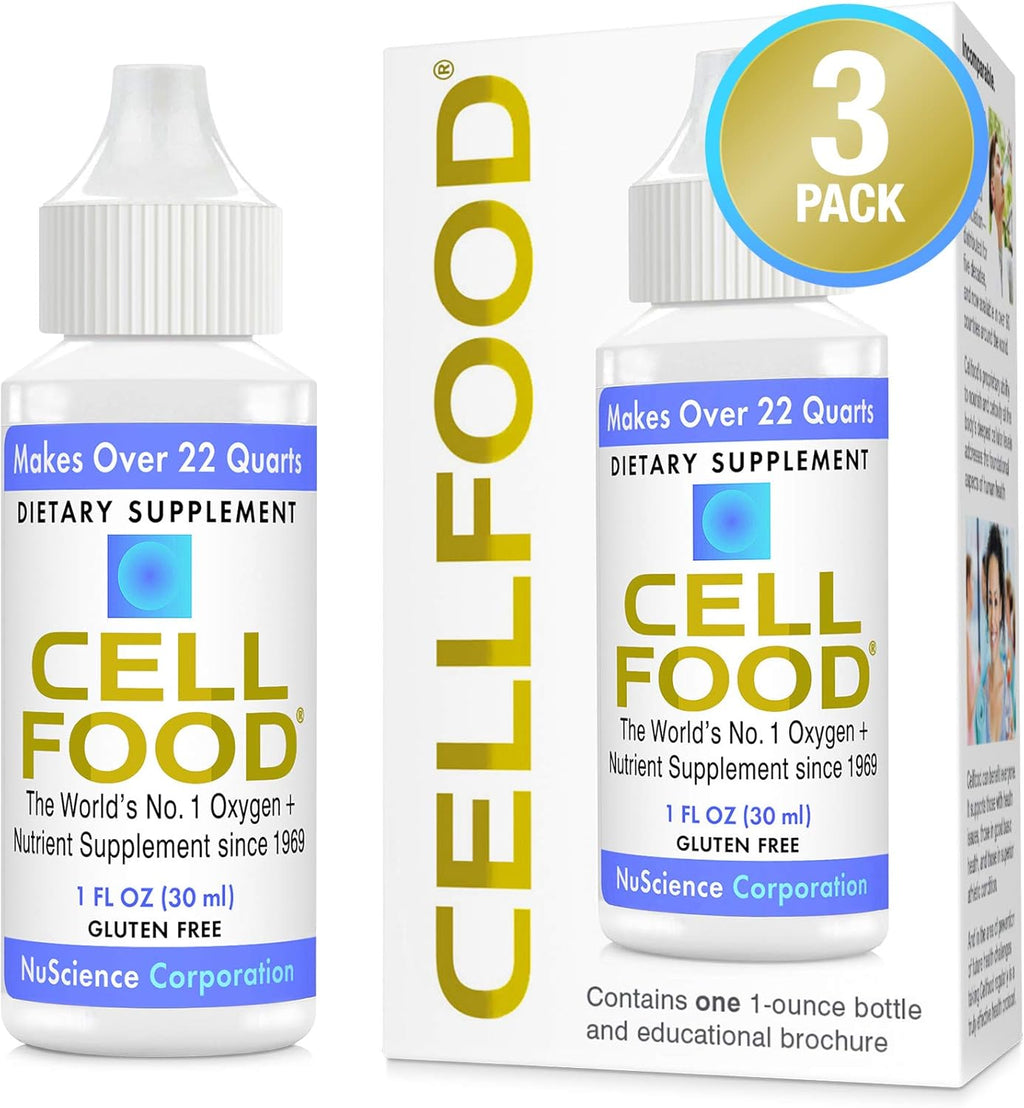 Cellfood Oxygen Boost - 1 fl oz, 3 Pack - Liquid Oxygen Supplement for Lymphatic Drainage, Altitude Sickness, Jet Lag, Fatigue, Headaches, Hangovers & Energy - Gluten Free, Cert. Kosher