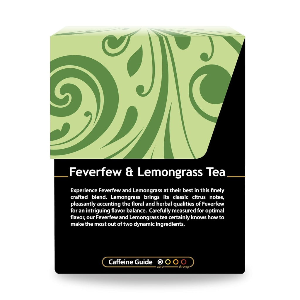 Buddha Teas - Feverfew & Lemongrass - Organic Herbal Tea - For Cognitive Balance & Overall Health - With Essential Minerals & Vitamins - Caffeine Free - 100% Kosher & Non-GMO - 18 Tea Bags (Pack of 1)