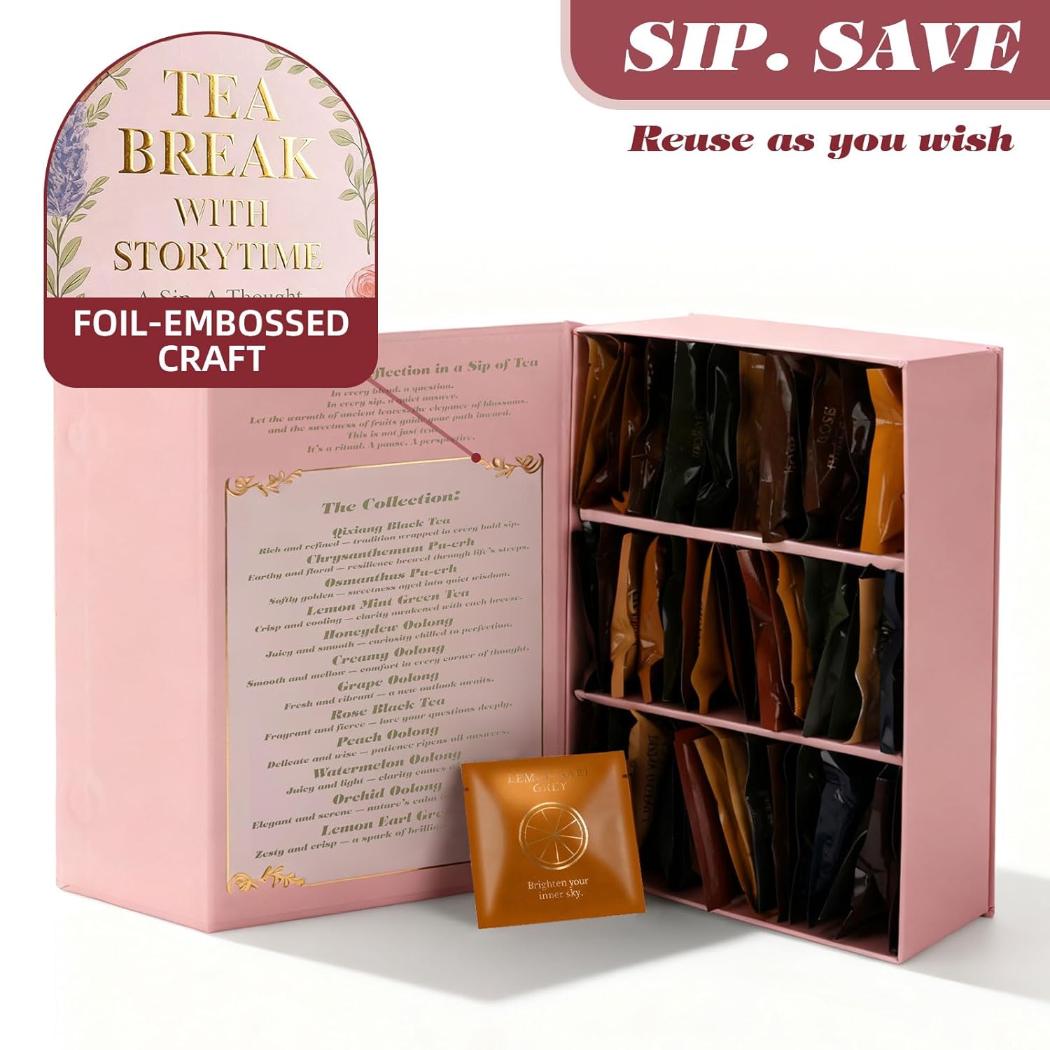 HugCoz Book Tea Gift Set | 60 Assorted Tea Bags | Christmas Day & Corporate Gifting Option | 12 Exotic Herbal Blends with Premium Whole Leaf in Eco-Friendly Pyramid Bags