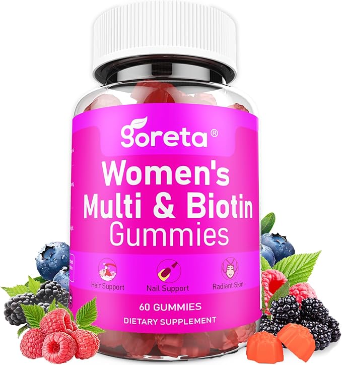 Women’s Multivitamin Gummies with Biotin 2,500 mcg – 15 Key Nutrients, Sugar-Free Mixed Berry, Pectin-Based, 60 Count