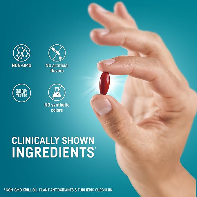 Kori Krill Kori Mind & Body Omega-3 Oil, Brain Supplements for Memory and Focus, Lutein, Zeaxanthin, B12, Tumeric Curcumin, 60 Softgels