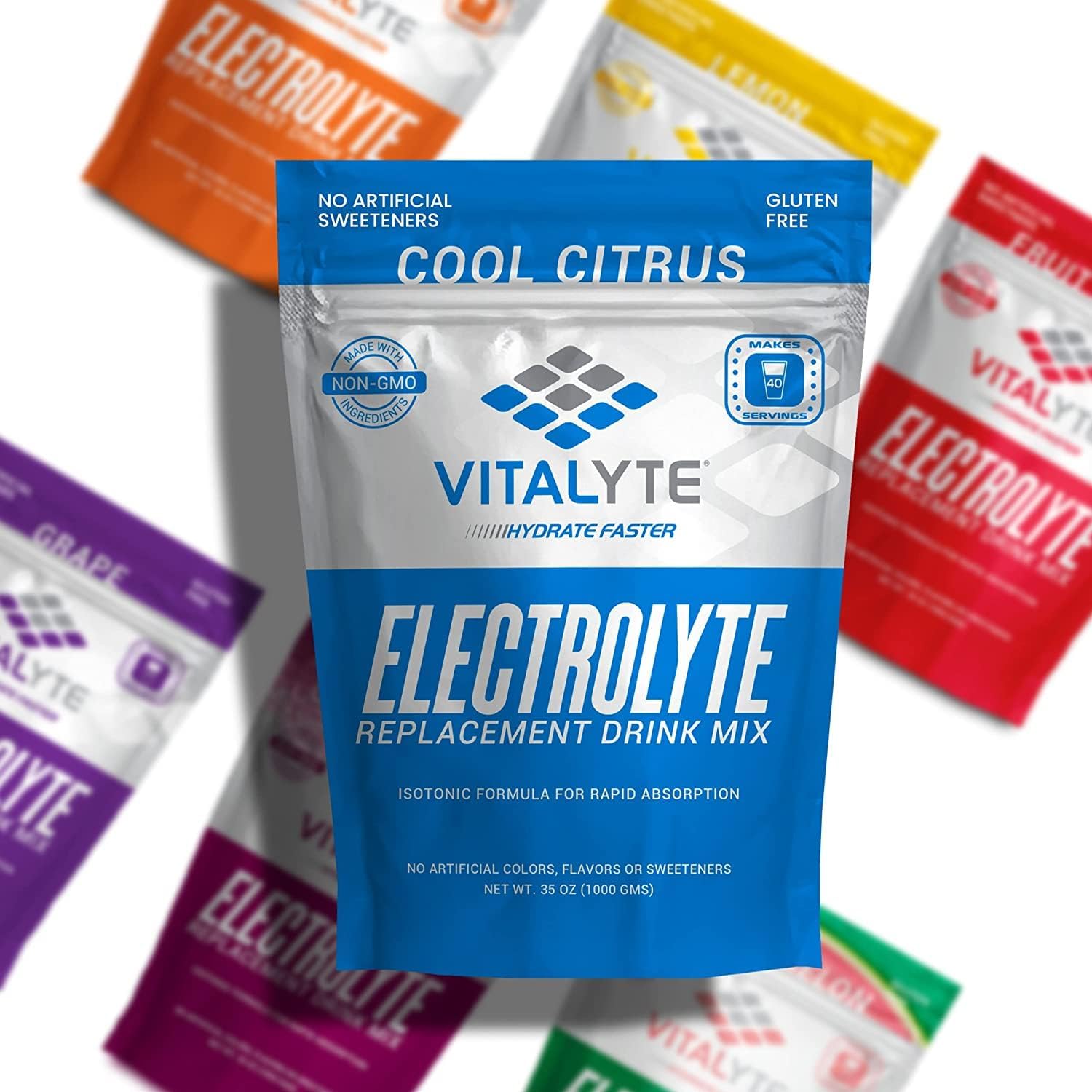 Vitalyte Electrolyte Powder Drink Mix, Isotonic Electrolyte Hydration Mix, Bulk Case Pack (12 Pack, Cool Citrus)