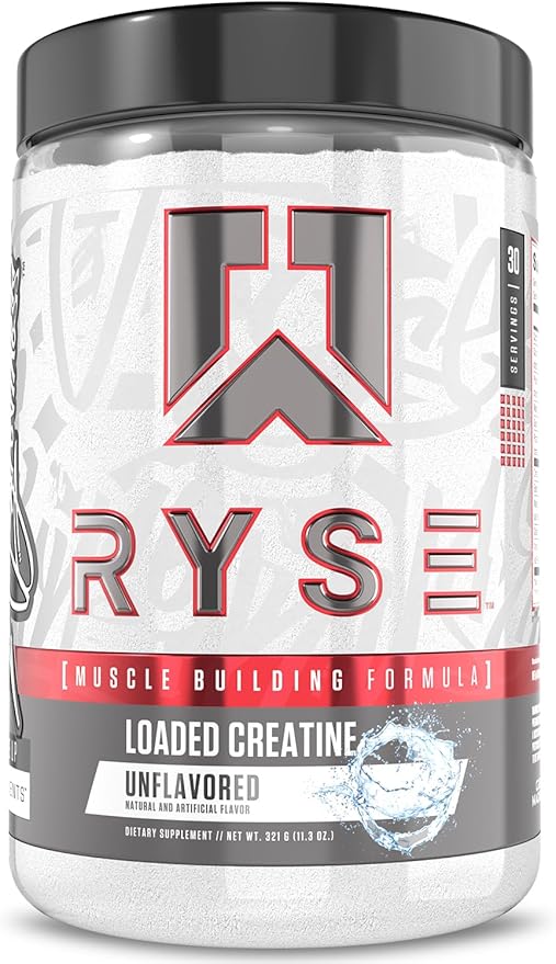 RYSE Loaded Creatine for Men & Women - Unflavored - Muscle Building Formula with 3 Forms of Electrolytes, Betaine Anhydrous and Peak ATP - Strength, Power & Endurance Support - 30 Servings