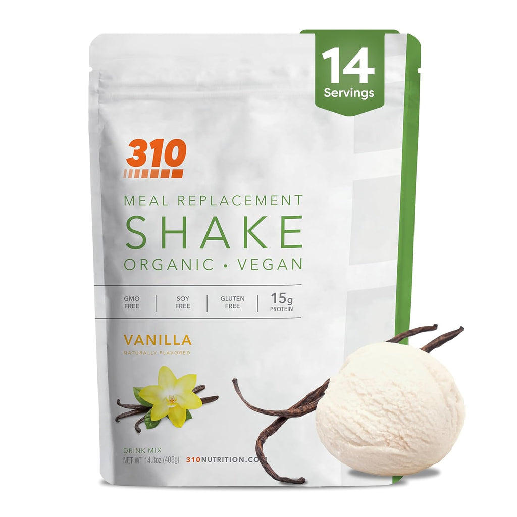 310 Nutrition Organic All-In-One Meal Replacement Shake Powder - Plant-Based Protein Smoothie Blend w/Fiber, Probiotics & Adaptogens - Low Carb, Vegan, Keto & Paleo - Vanilla - 14 Servings