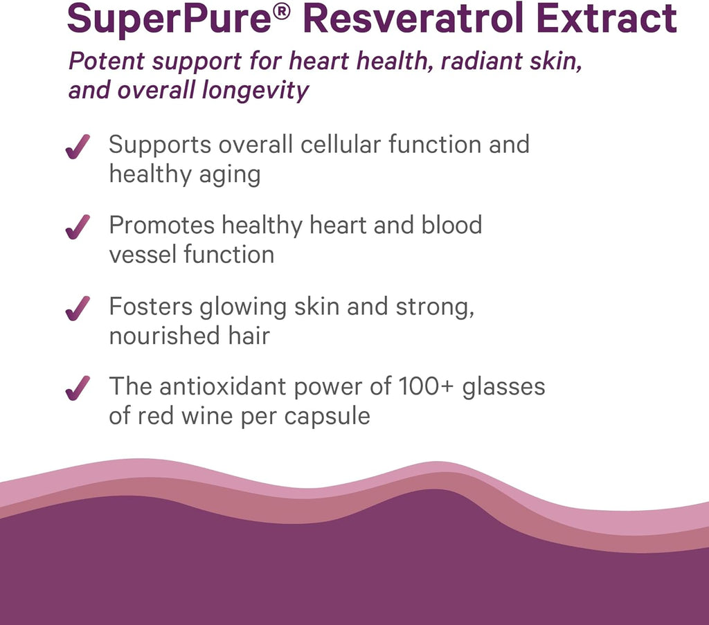 PURE SYNERGY SuperPure Resveratrol Extract | Organic Resveratrol Supplement | Antioxidant Trans-Resveratrol Extract with Grape Polyphenols | for Healthy Aging, Heart, and Skin Health (60 Capsules)