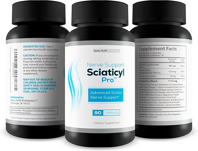 Nerve Support Sciaticyl Pro - Improved Formula - Our Best Sciatic Nerve Supplement Swelling Support - Healthy Nerve Flow For Neuropathy - Nervous System Support - Sciaticyle Nerve Repair Supplement