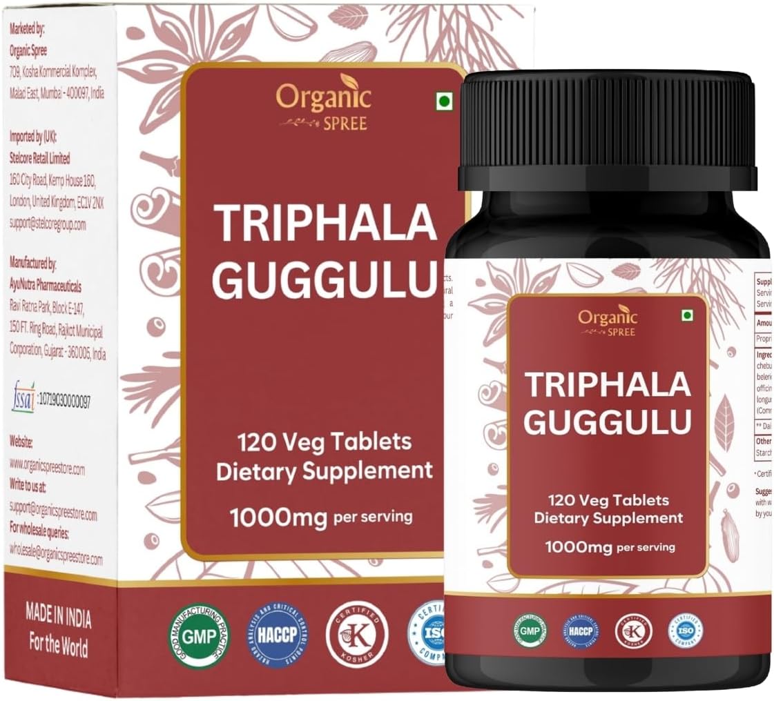 Triphala Guggulu 120 Tablets - Supports Gut Health and Digestive Support* - Ayurvedic Formulation - Certified and Vegetarian (1)
