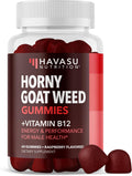 Horny Goat Weed Gummies with Vitamin B12 - Energy, Endurance & Performance Support for Male Health - 60 Count - Vegetarian-Friendly, Non-GMO, Pectin-Based - Raspberry Flavor, 1 Month Supply