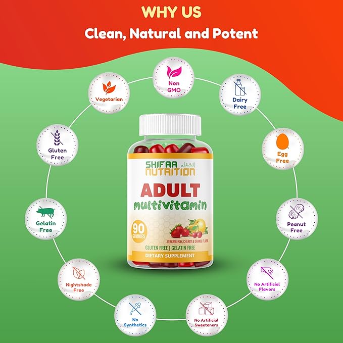 Halal Multivitamin Gummies for Women & Men | Immune & Overall Wellness | 90 Delicious Gummy Vitamins (45-Day Supply). Non-GMO & Vegetarian Essential Halal Vitamins w/ Folate, Zinc, B12, Biotin & More