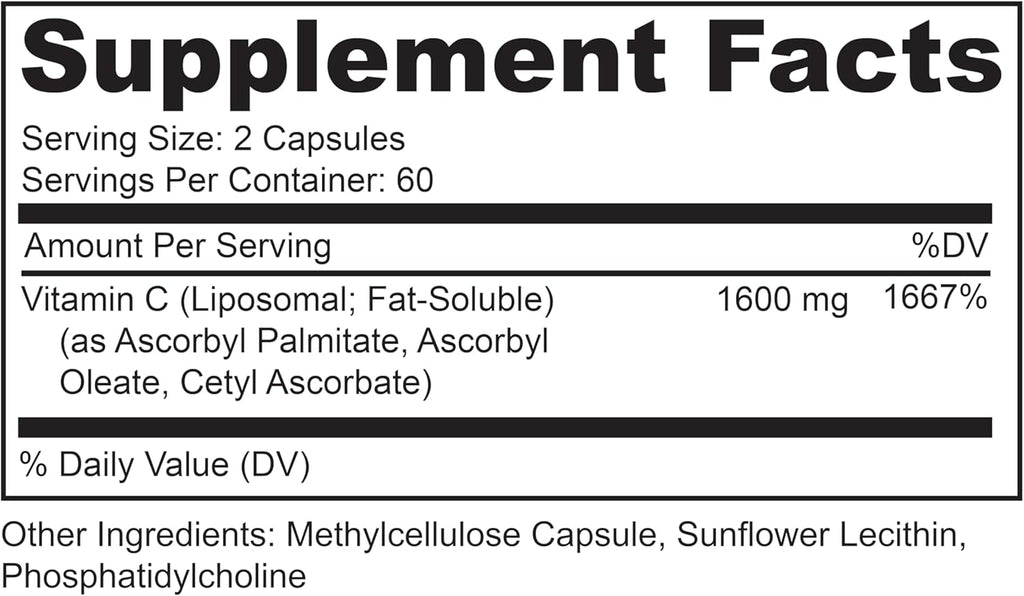 LIVELY VITAMIN CO. Citrus Kick - Liposomal Vitamin C - Sunflower Lecithin - Immune Function - Highly Absorbable - Collagen Synthesis - Eye Health Immunity - Gluten Dairy Soy Free - 120 Capsules