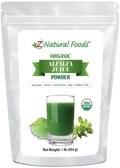Z Natural Foods Organic Alfalfa Juice Powder, Green Grass Superfood Powder, Mix in Smoothies, Drinks, Recipes - Raw, All Natural, Non GMO, Vegan, Gluten Free - 1 lb