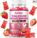 Calcium Citrate Gummies - Strawberry Flavor, 1200mg High Potency, Supports Bone, Muscle & Overall Wellness for Men, Women & Seniors, 60 Count Chewable Calcium Supplement (Pack of 1)