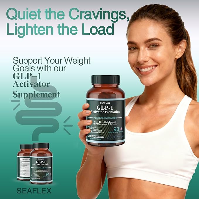 GLP-1 Supplement for Healthy Weight Goals & Hunger Balance for Men and Women with Akkermansia, Berberine, Inulin, Resveratrol, Hops... -Supports Digestion,Gut Health（90 Count）