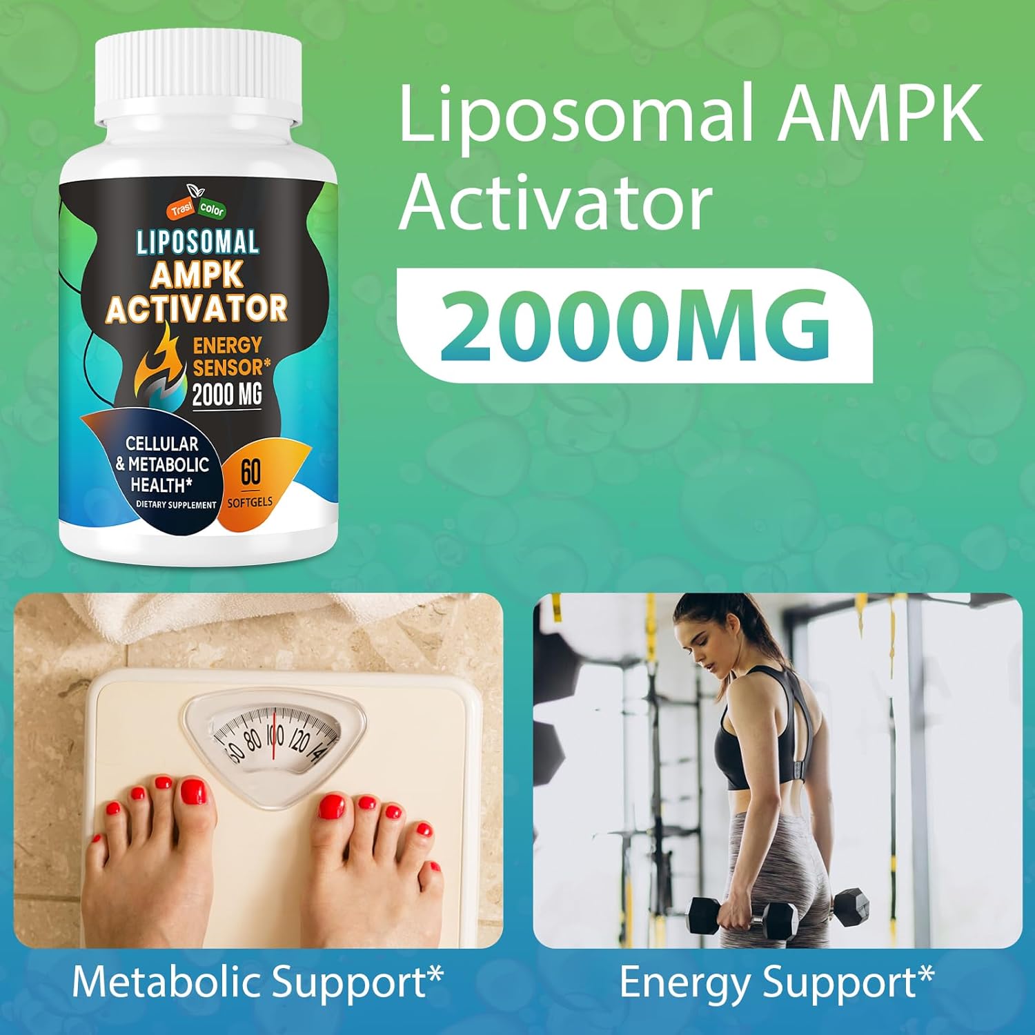 AMPK Activator Supplement 2000mg- Liposomal Technology - High Absorption Berberine, DIM, Resveratrol, Quercetin, Milk Thistle, Cinnamon- 120 Softgels for Energy & Cellular Support