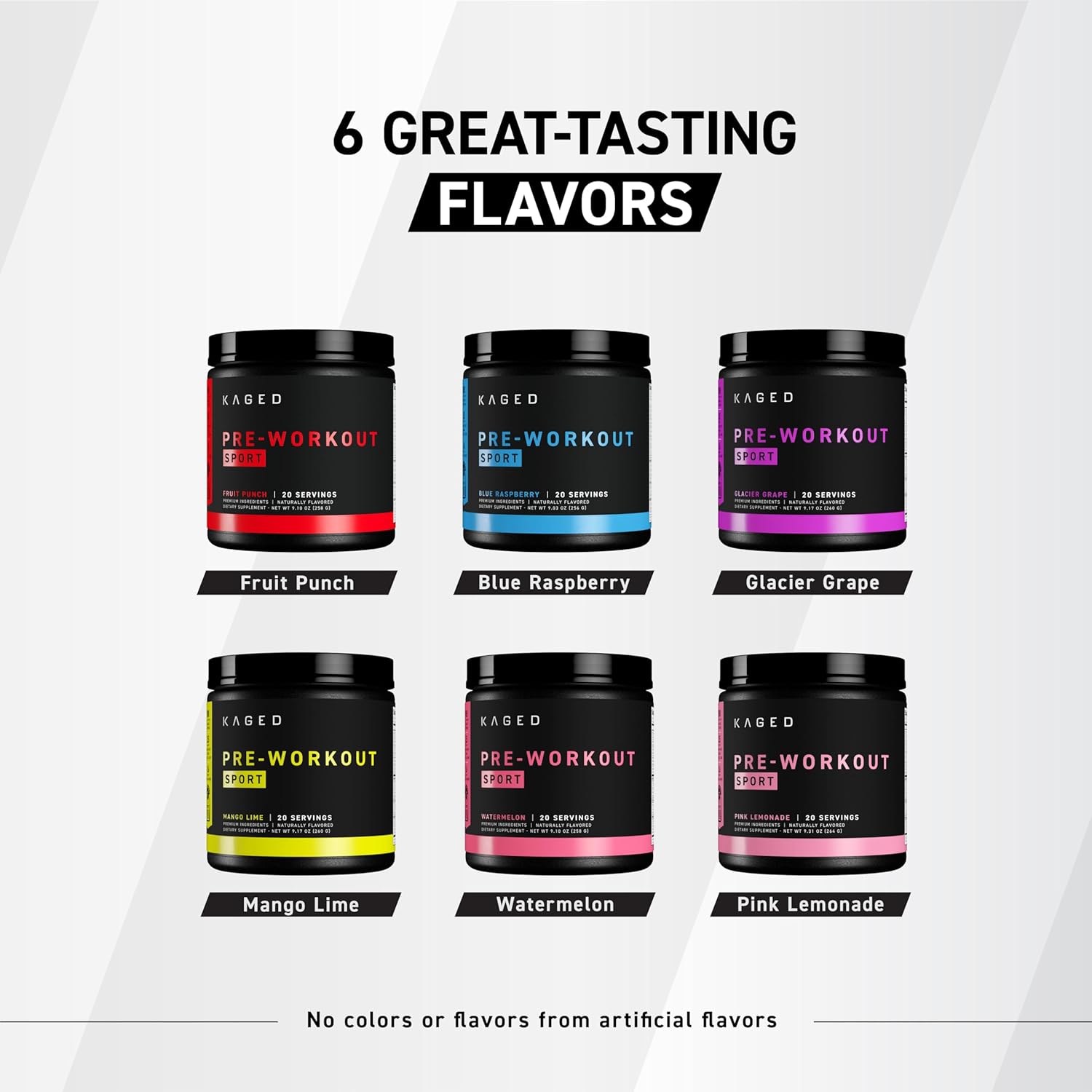 Kaged Sport Pre Workout Powder for Men & Women, Blue Razz, Sport Certified, 188mg Caffeine, Nitric Oxide Supplement, Beta Alanine for Energy, Weightlifting, Cardio Endurance & Strength, 20 Servings