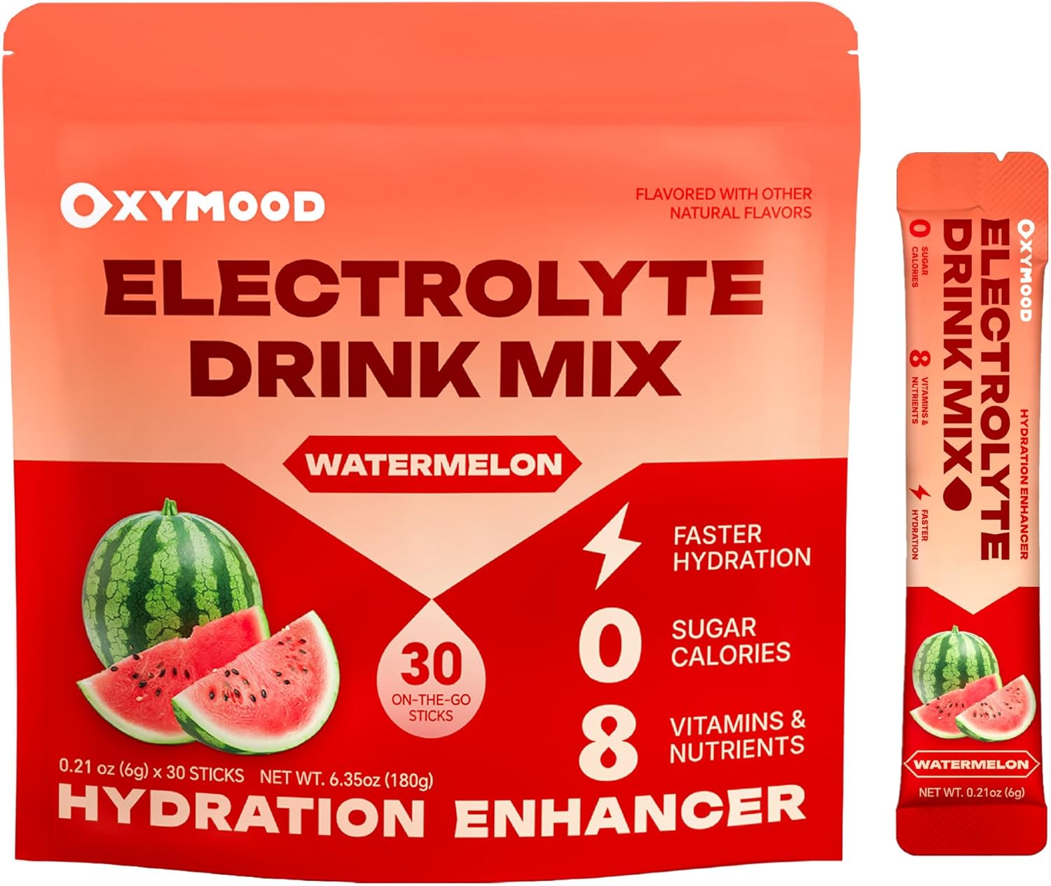Sugar Free Electrolytes Powder Packets - Salty High Sodium Hydration Packets, Electrolytes Drink Mix for Fitness Enthusiasts & Outdoor Workers, Calories Free(Watermelon 30 Sticks)