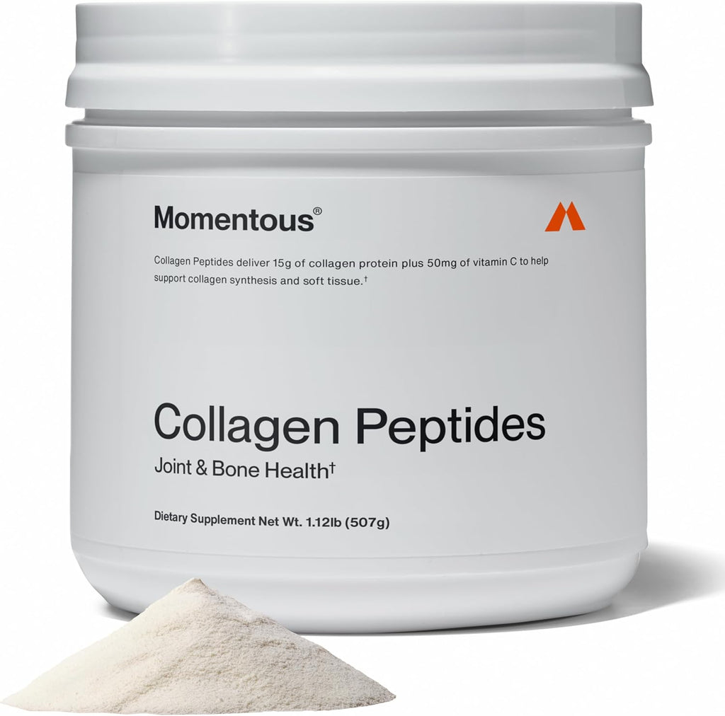 Momentous Grass-Fed Collagen Peptides Powder - Collagen Protein Powder with Fortigel & Vitamin C for Hair, Skin, Nails, & Joint Health Support - NSF Certified for Sport - Packaging May Vary