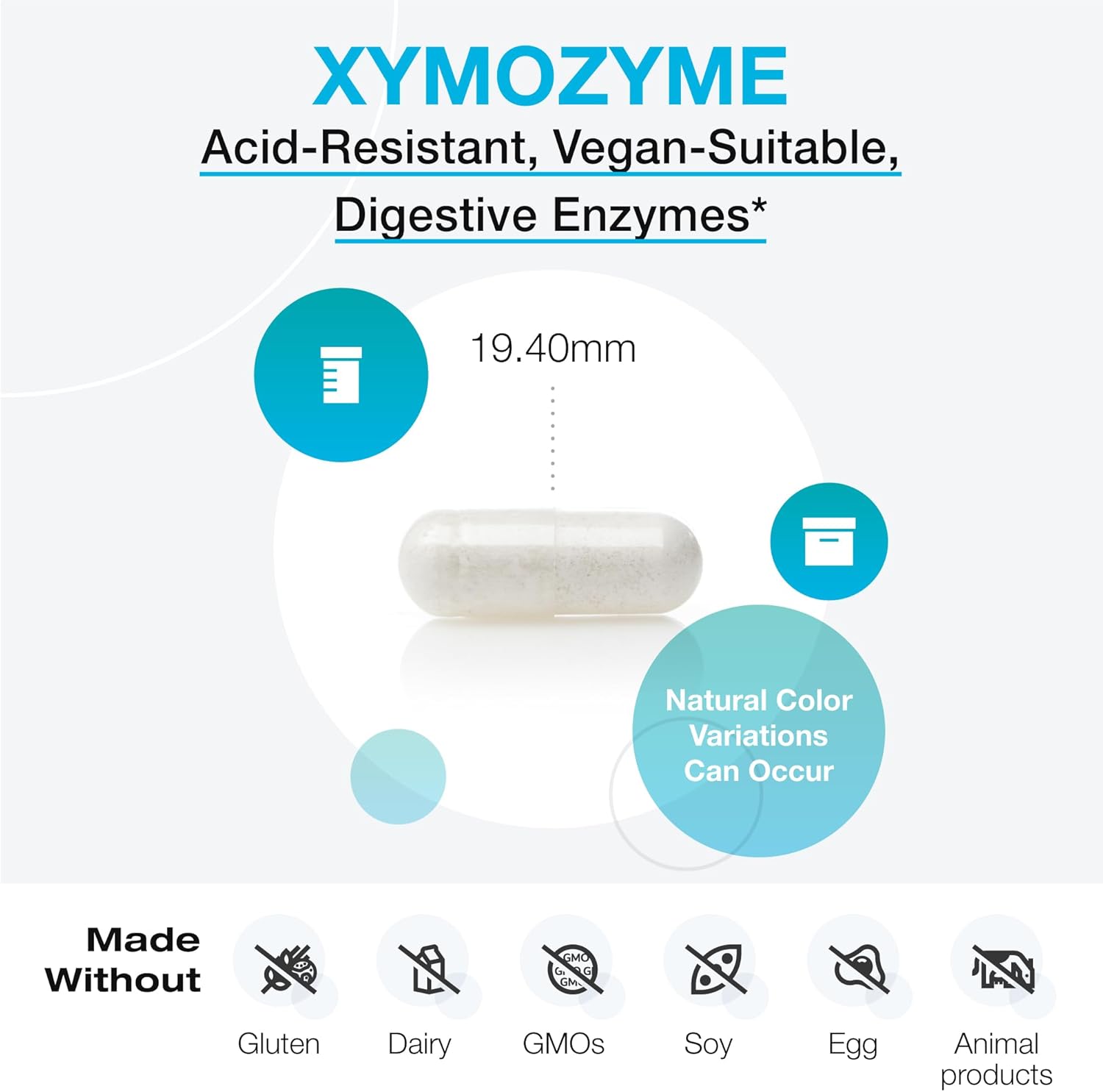 XYMOGEN XymoZyme - Digestive Enzymes for Women and Men with Protease & Bromelain - Acid Resistant, Vegan Digestive Enzymes for Gut Health & Bloating Relief (60 Capsules)