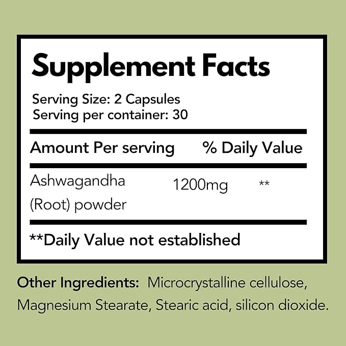 Arymar Ashwagandha Root Powder Capsules – 60 Capsules – Adaptogenic Herbal Supplement