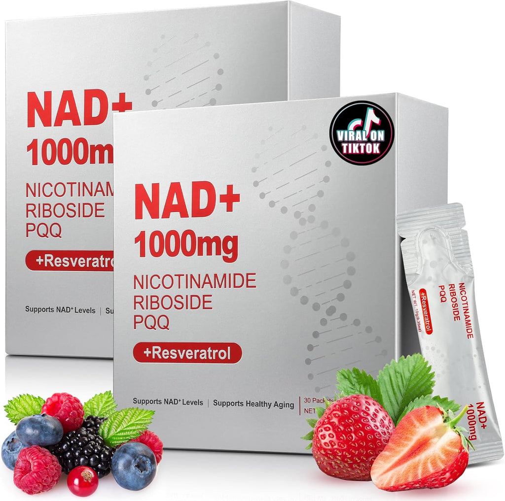 1000mg High-Potency Liquid Supplement, Nicotinamide Riboside & Resveratrol with PQQ, Boosts Cellular Energy, Focus & Healthy Aging - 2 Pc