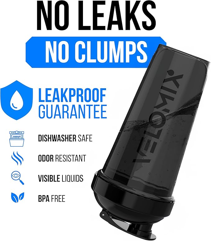 VELOMIX -2 Pack- 28 oz Protein Shaker Bottles for Protein Mixes - 2x Wire Whisk | Leak Proof Shaker Cups for Protein Shakes | Protein Shaker Bottle Pack | Shakers for Protein Shakes-Purple&Black