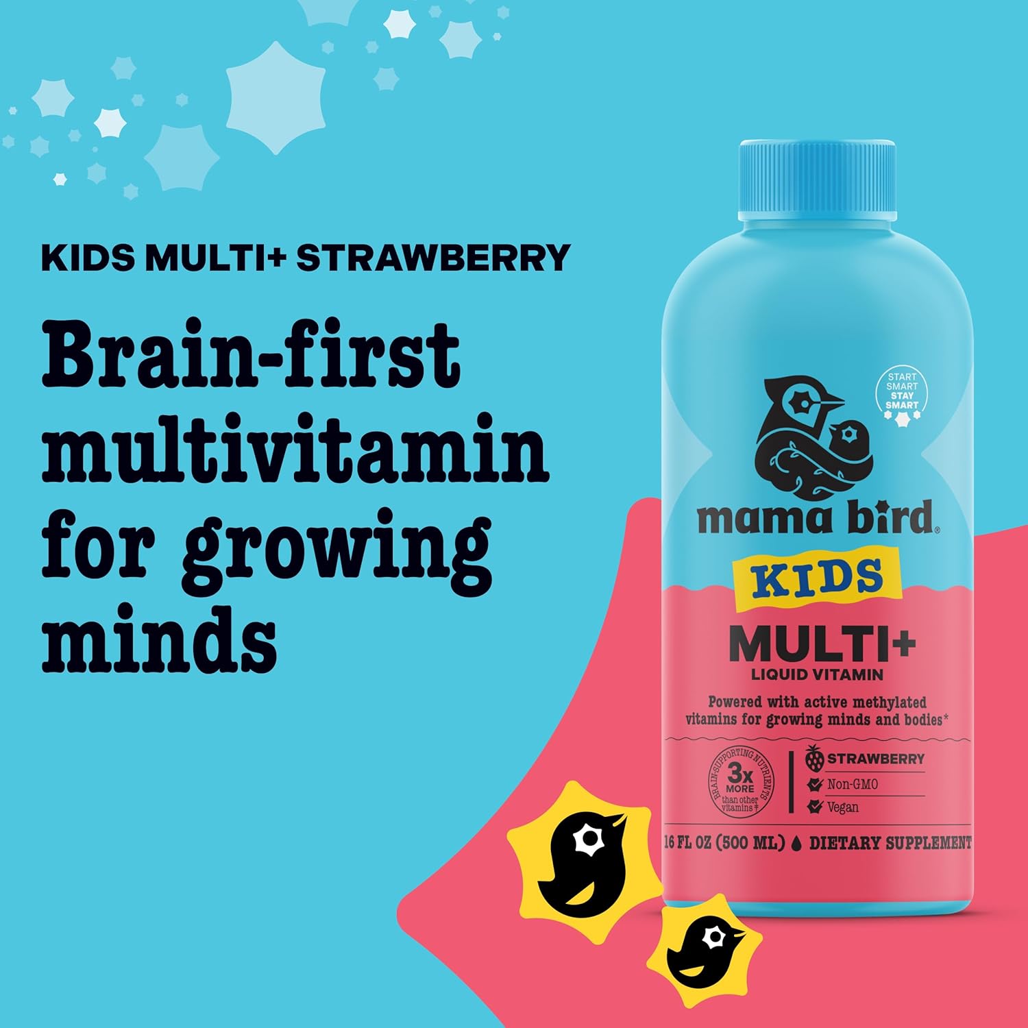 Best Nest Wellness Kids Liquid Multivitamin: Methylated Vitamins, Whole Food, Vegan, B12, Gluten-Free, Non-GMO Methylfolate Daily Liquid Vitamins for Kids with Immune Support -Strawberry Flavor, 16oz