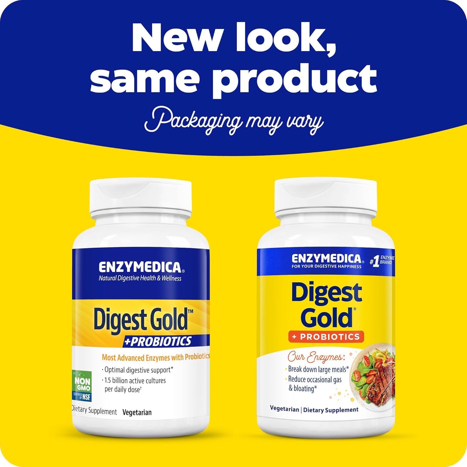 Enzymedica Digest Gold + Probiotics, 2-in-1 Formula for Gut Health, Digestive Enzymes & 1 Billion Active Probiotic Cultures, 180 Count (FFP)