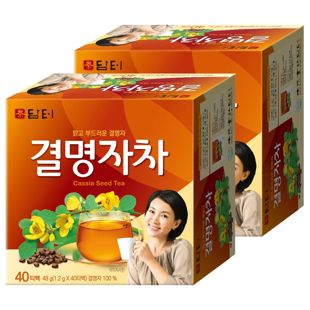 Damtuh Cassia Seed Tea – Traditional Korean Herbal Tea, Smooth & Caffeine-Free, 40 Tea Bags (1.2g each, Pack of 2)