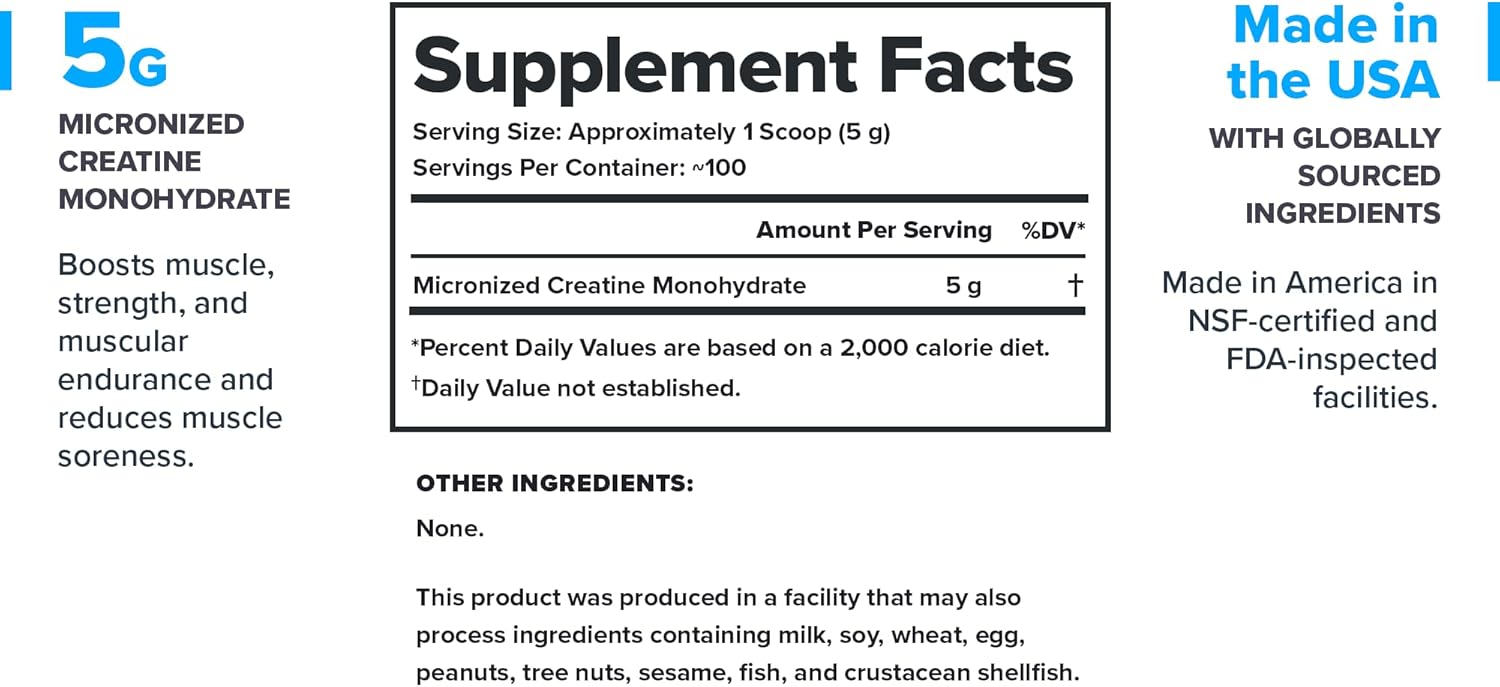 LEGION Micronized Creatine Monohydrate Supplement - Clean Creatine Powder for Muscle Gain & Post Workout Recovery - Micronized Creatine Supplement for Maximum Absorption (100 Servings, Unflavored)