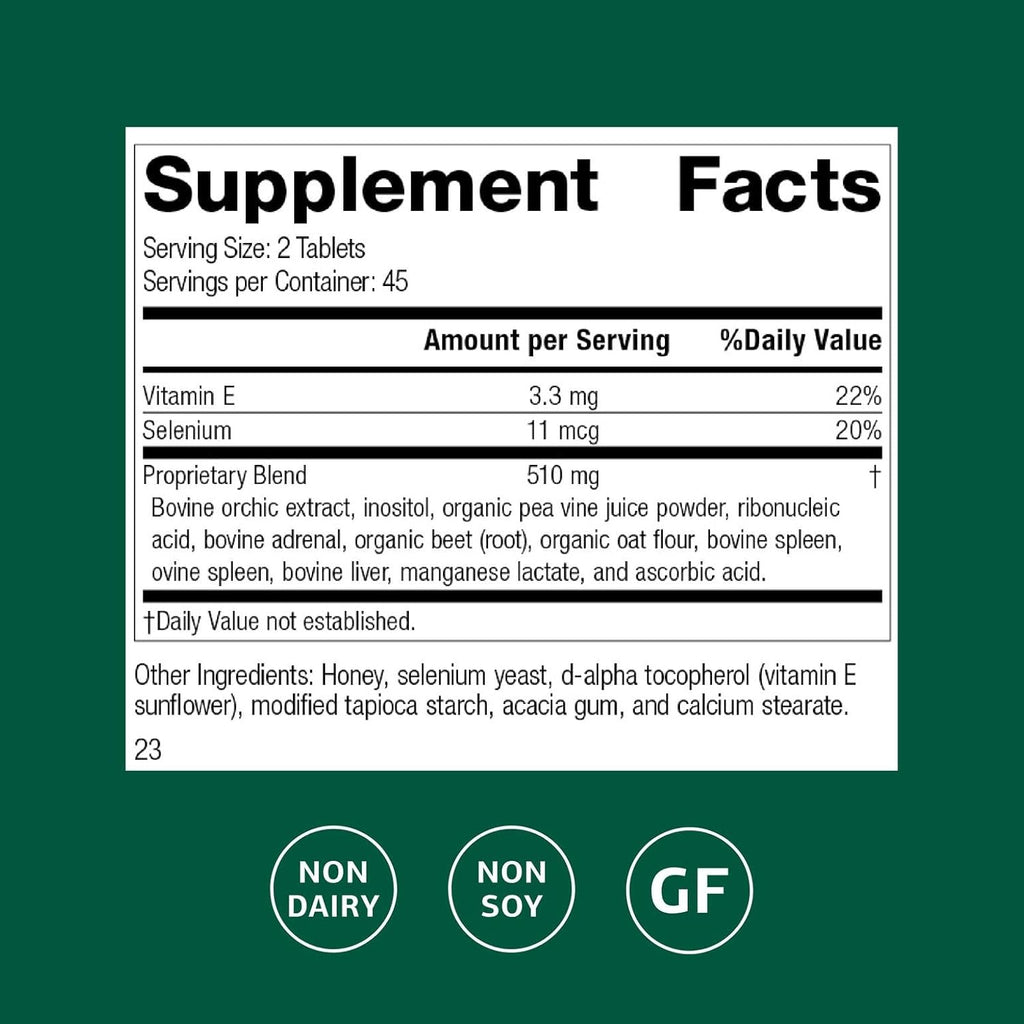 Standard Process Inc. Cataplex E - Whole Food RNA Supplement and Antioxidant with D-Alpha Tocopherol Vitamin E, Beet Root, Ascorbic Acid, Inositol, Selenium, and Honey - 90 Tablets