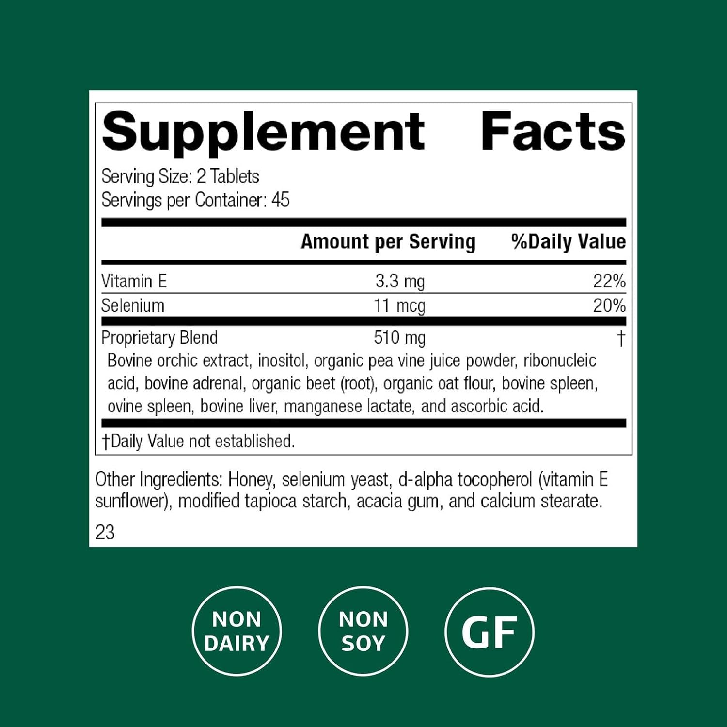 Standard Process Inc. Cataplex E - Whole Food RNA Supplement and Antioxidant with D-Alpha Tocopherol Vitamin E, Beet Root, Ascorbic Acid, Inositol, Selenium, and Honey - 90 Tablets