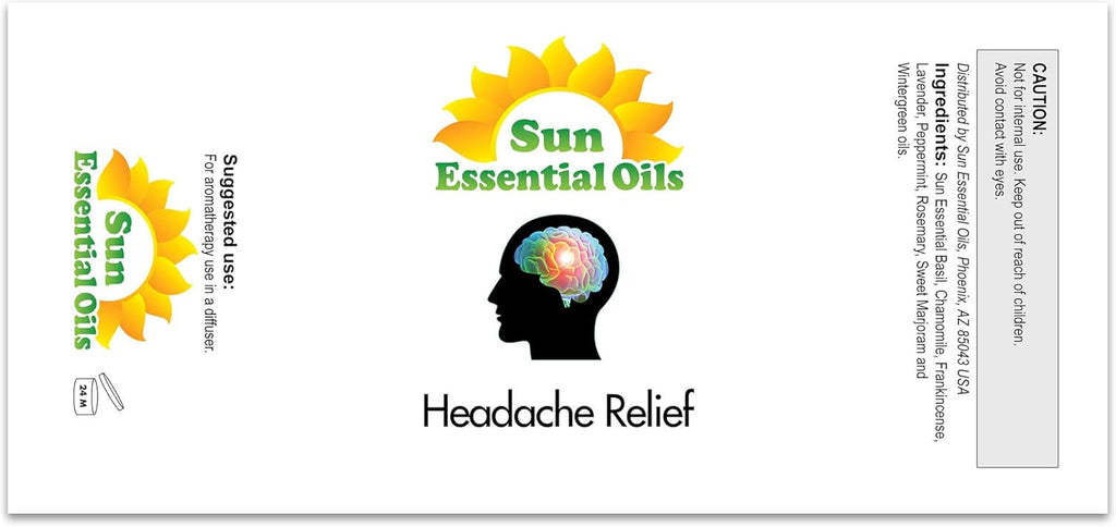 Sun Essential Oils - Headache Relief Blend Essential Oil (Huge 4 Ounce Bottle) Bulk - Head Relief Essential Oil
