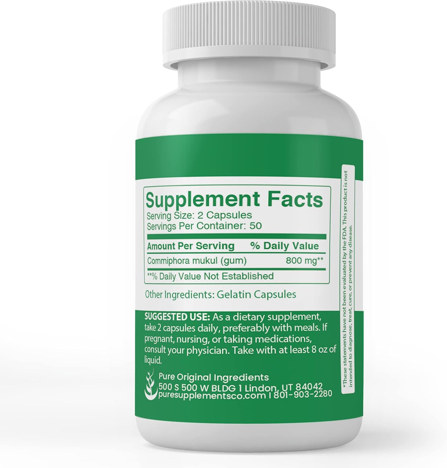 PURE ORIGINAL INGREDIENTS Guggul Extract, (100 Capsules) Always Pure, No Additives Or Fillers, Lab Verified