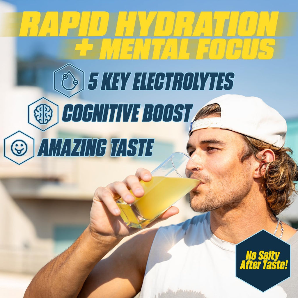 G Fuel Electrolytes Powder for Instant Hydration and Focus | Sugar Free, Lemon Lime Flavor, Electrolyte and Nootropic Drink Mix to Sharpen Mental Focus, 20 Servings