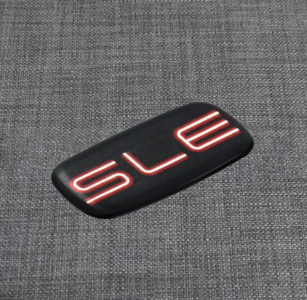 Pair Set SLE Emblems 3D Nameplate Sticker Badge Compatible with Sierra Suburban Yukon 1500 2500 3500 15036134 (Black Red)