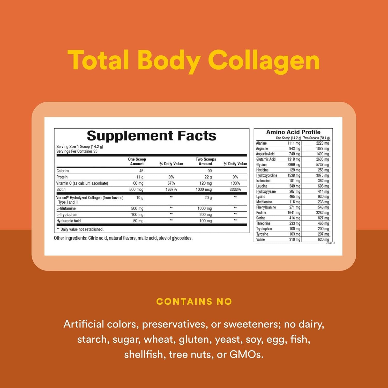 Natural Factors, Total Body Collagen, Bioactive Peptides Powder for Healthy Skin, Hair & Joints, Orange