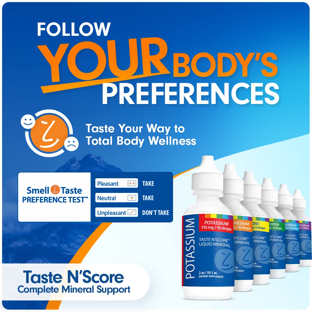 Lyte Balance Taste N' Score Liquid Minerals Kit - 6 Pack, 2 oz Bottles | 100% Pure Dietary Potassium, Zinc, Manganese, Copper, Chromium & Magnesium Drops