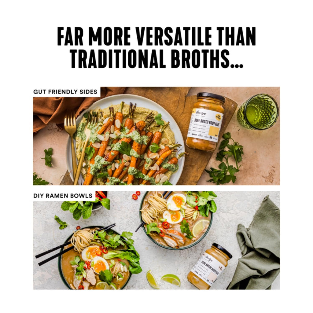 Gevity Rx Bone Broth Body Glue ® - POPULATE - Bone Broth - Concentrate - 10x more collagen* - 39 servings - Functional Ingredients - 100% Grass Fed Beef - 9.75 Litres 329 Fl. Oz."