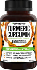 Turmeric Curcumin with BioPerine Black Pepper & 95% Curcuminoids, 1965mg, Maximum Absorption for Joint Support, Non-GMO Turmeric Capsules, Made in USA - 90 Veg Caps